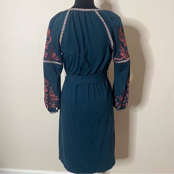 Bohemian Embroidered Teal Midi Dress - Picture 7 of 16